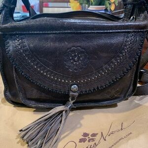 Patricia Nash Black Crossbody Bag with Vintage Leather Tassel